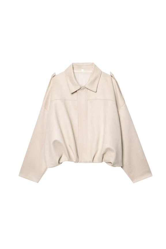 Long Sleeve Shirts For Women Suede Texture Effect Jackets With Shoulder Straps Soft Loose Coats Outerwear Tops Blouses For Women Dressy Casual Beige