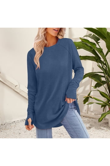 Long Sleeve Cotton Shirt Thumb Hole