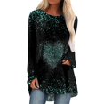 thumbnail image 1 of YEJIMAN Long Sleeve T-shirt, Green Womens Tshirts Cotton, Women Printed Casual Crewneck Long Sleeve Blouse T Shirt Tops for Women, Big & Tall, 1 of 3