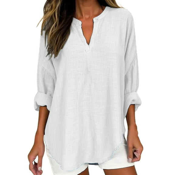 YEJIMAN Long Sleeve T-shirt, White Usa Shirts For Women, Women's Pleated Square Neck Long Sleeve Cotton Faux Oversized T Shirt, Big & Tall