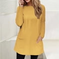 thumbnail image 1 of YEJIMAN Long Sleeve T-shirt, Yellow Shirt Women Trendy, Full Size Pocketed Round Neck Long Sleeve T Shirt Women's Spring and Autumn Pocket Round Neck Long Sleeve T Shirt Casual Loose Top, Big & Tall, 1 of 5