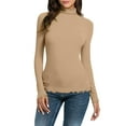 thumbnail image 1 of YEJIMAN Long Sleeve T-shirt, Yellow Shirt Women Trendy, Women Casual Solid Long Sleeve Mock Turtleneck Blouse Tops Slim Fit Stretchy Layer Tee Shirts,, 1 of 5