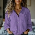 thumbnail image 1 of YEJIMAN Pink Womens Shirts, Cotton and linen Cute T Shirts, Women's Cotton Linen Button Down Shirt 2025 Spring Casual Long Sleeve Solid Color Shirts Loose Work Tops with Pockets, 1 of 3