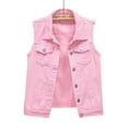 thumbnail image 1 of YEJIMAN Pink Womens Shirts, Polyester,Cotton Cute T Shirts, Multi Color Denim Vest Female Short Spring and Summer Slim Thin Burlap Sleeveless Shoulders Broken Holes Vest Jacket, 1 of 4