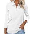 thumbnail image 1 of YEJIMAN Red Plus Size Tunic Tops For Women, cotton-like Womens Tshirts Cotton, Women's 3/4 Sleeve Tops V Neck Button Shirts Casual Basic Tees Blouse, 1 of 6