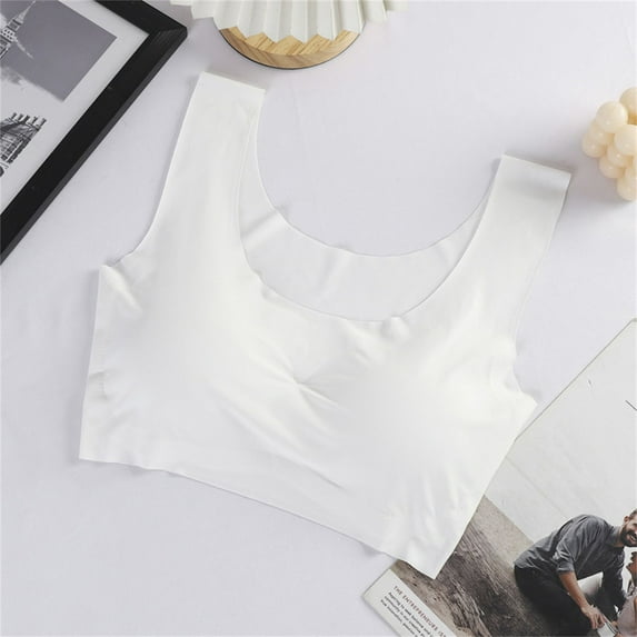 YEJIMAN Seamless Bras for Women Ultra Thin Padded Comfort Wireless Bra Breathable Bralette for Sleep Everyday Bra, White High Waisted Underwear For Women, Nylon,Spandex Period Underwear For Women