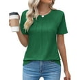 thumbnail image 1 of YEJIMAN Short Sleeve T-shirt, Green Usa Shirts For Women, Womens Casual Crew Neck Short Sleeve Pleated Tops Blouses Fashion Clothes 2024, Big & Tall, 1 of 9