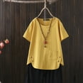 thumbnail image 1 of YEJIMAN Short Sleeve T-shirt, Yellow Usa Shirts For Women, Top T Shirt for Women Short Sleeves Outdoor Elegant Vintage T Shirt,, 1 of 5