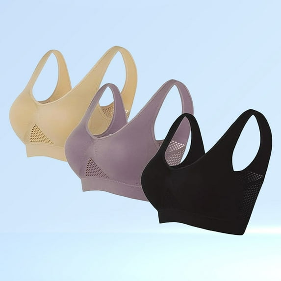 YEJIMAN Sports Bras Comfort Bras for Women Seamless Wireless Sleep Yoga Bras with Removable Pads, Gray Womens Underwear Seamless, Nylon,Spandex Workout Underwear For Women