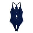 thumbnail image 1 of YEJIMAN Underwear for Women New Erotic Plus Size Lace See Through No Removal Crotchless Jumpsuit tie Pajamas Bodysuit Lingerie, 1 of 3