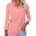 thumbnail image 1 of YEJIMAN White V Neck T Shirts For Women, cotton-like Oversized Tshirts For Women, Women's 3/4 Sleeve Tops V Neck Button Shirts Casual Basic Tees Blouse, 1 of 6