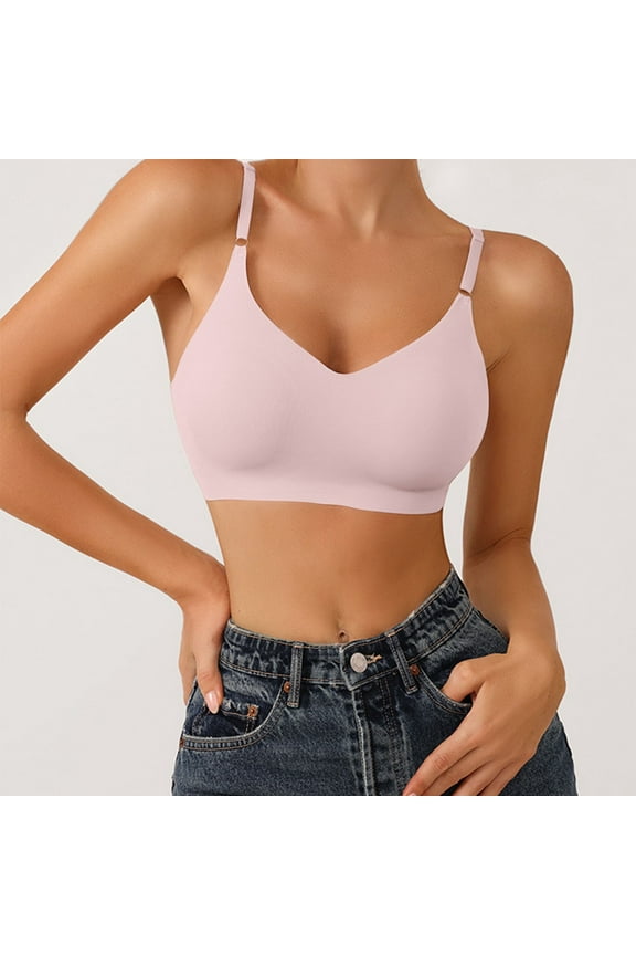 Women's Comfort Lightly Lined Seamless Wireless Triangle Bralette Bra, Pink Women Underwear Cotton, Polyester Cotton Underwear For Women