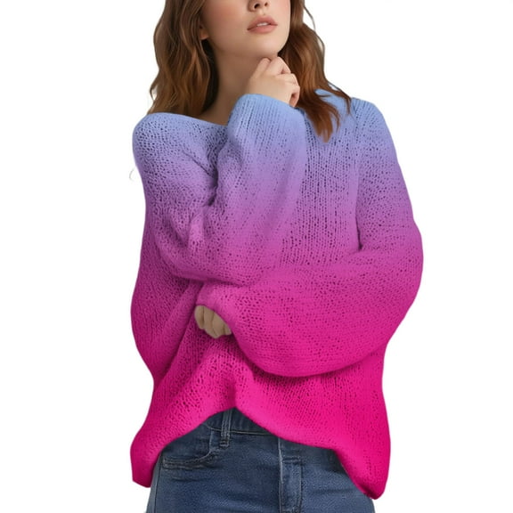 YEJIMAN Womens Sweaters Ladies' Gradient Printed Casual And Comfortable Long Sleeved Pullover Cute Sweaters