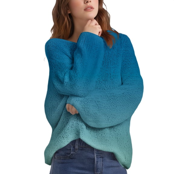 YEJIMAN Womens Sweaters Ladies' Gradient Printed Casual And Comfortable Long Sleeved Pullover Cute Sweaters