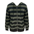 thumbnail image 1 of YEJIMAN Zip Up Hoodie Women's Autumn And Winter Oversized Loose Striped Casual Zipper Drawstring Sweater Jacket Hoodies For Women Green, 1 of 4