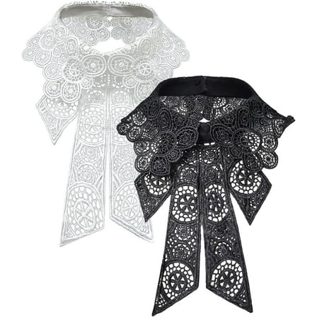 YEKEYI 2 Pcs Lace Floral Fake Collar Detachable Dickey Collar Black Collar White Fake Collar for women Girls