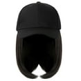 thumbnail image 1 of YEKEYI Baseball Cap with Hair Extensions Hat Wig Adjustable Hat Attached Short Straight Synthetic Hairpiece for Women, 1 of 9
