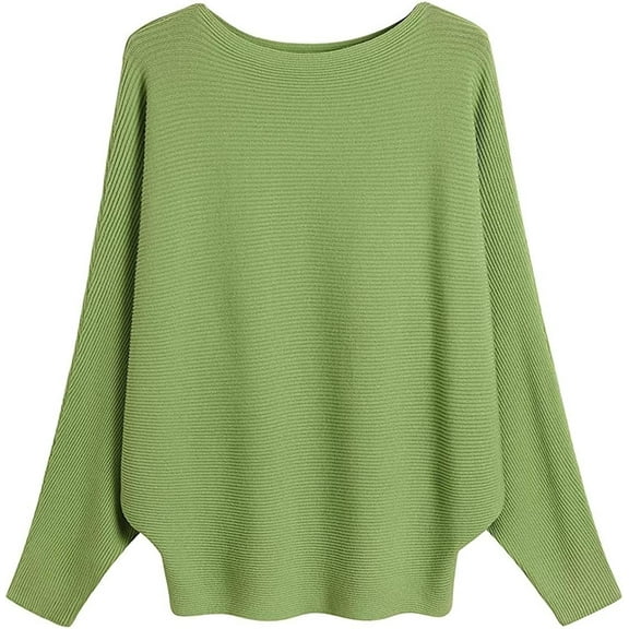 YEKEYI Batwing Sleeve Jumpers for Women Boat Neck Off Shoulder Dolman Knitted Sweaters Ladies Pullovers Tops