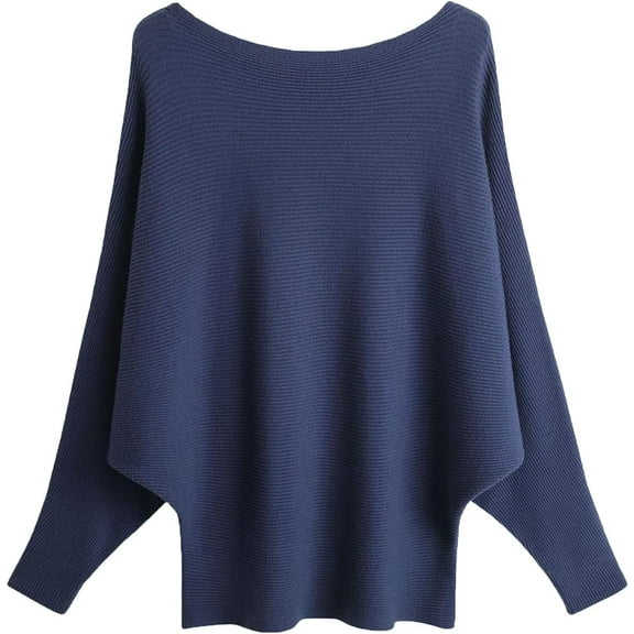 YEKEYI Batwing Sleeve Jumpers for Women Boat Neck Off Shoulder Dolman Knitted Sweaters Ladies Pullovers Tops