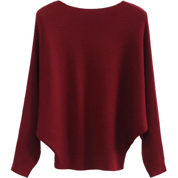 YEKEYI Batwing Sleeve Jumpers for Women Boat Neck Off Shoulder Dolman Knitted Sweaters Ladies Pullovers Tops