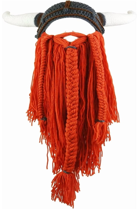 Big Horn Viking Hat Beanie Beard Viking Knit Hat Barbarian Funny Ski Cap Funny halloween hat christmas hat