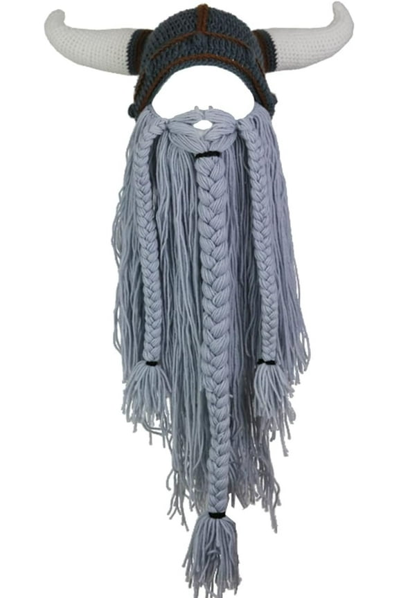 Big Horn Viking Hat Beanie Beard Viking Knit Hat Barbarian Funny Ski Cap Funny halloween hat christmas hat