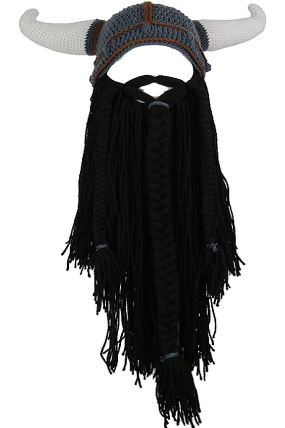 Big Horn Viking Hat Beanie Beard Viking Knit Hat Barbarian Funny Ski Cap Funny halloween hat christmas hat