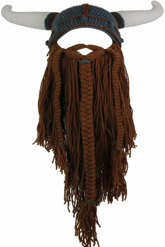 Big Horn Viking Hat Beanie Beard Viking Knit Hat Barbarian Funny Ski Cap Funny halloween hat christmas hat