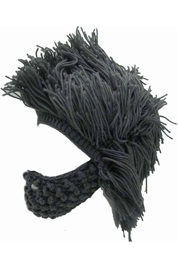 Creative Barbarian Knit Beard Hat Funny Knit Hat Wig Beanie Hat Facemask Removable Beard