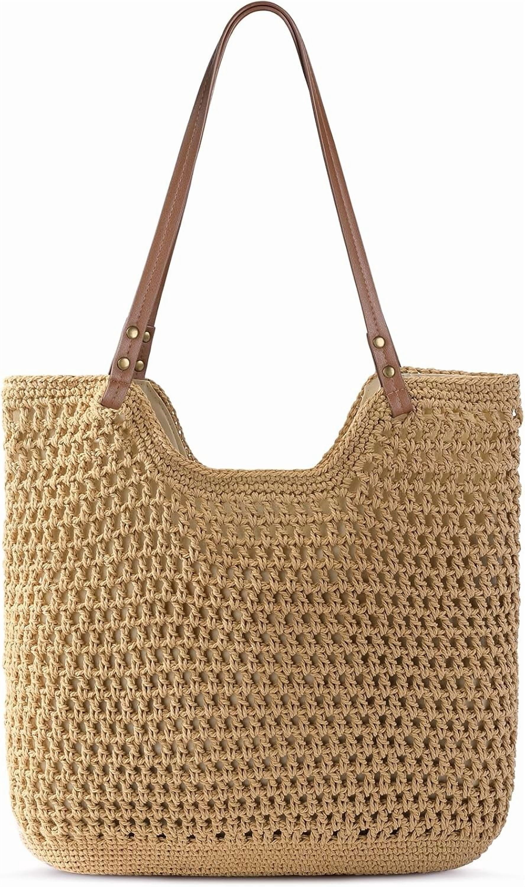 YEKEYI Crochet Beach Bags for Women, Soft Summer Tote Bag, Woven Purses Shoulder Bag for Daily & Vacation