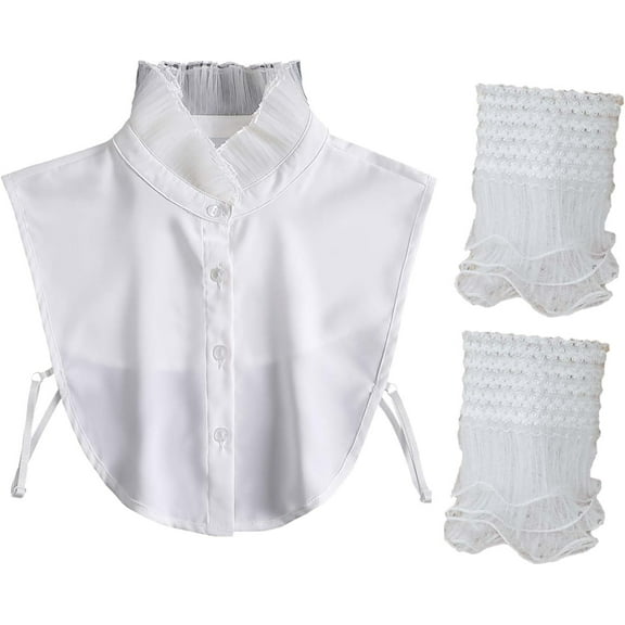 YEKEYI Fake Collar Shirt Victorian Chiffon Half Shirt Collar False Sleeve Cuffs Collar for Women