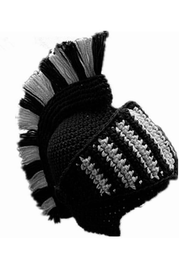 Funny Knight Helmet Beanie with Beard Hat Handmade Knitted Winter Thick Cap Octopus Hat Halloween Cosplay Ski Mask