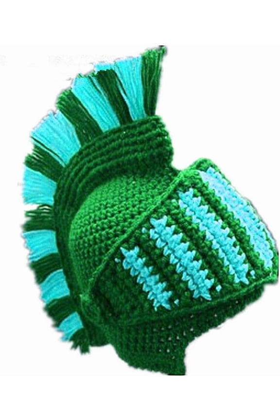 Funny Knight Helmet Beanie with Beard Hat Handmade Knitted Winter Thick Cap Octopus Hat Halloween Cosplay Ski Mask