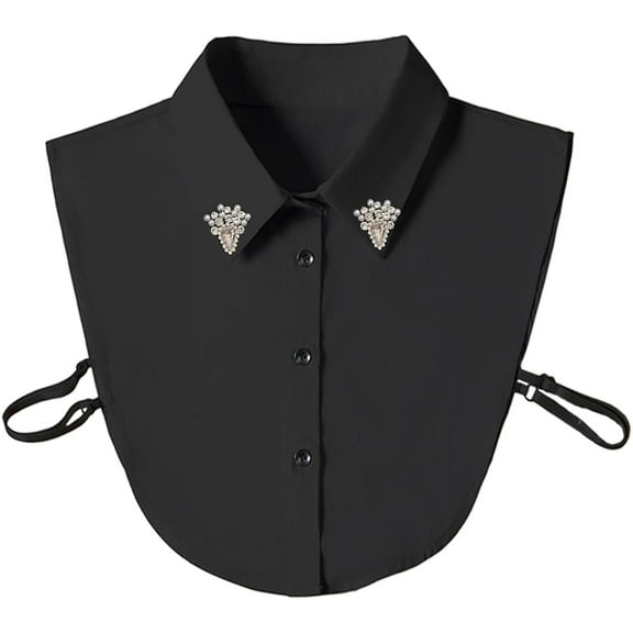 YEKEYI Handcrafted Faux Diamond and Pearl Fake Collar Shirts Versatile Dickey Collar Half Shirt Collar for Women