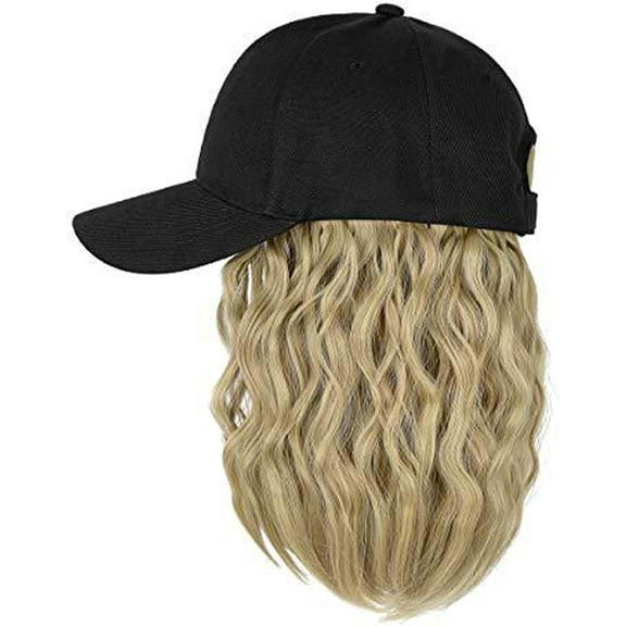 YEKEYI Hat Wig for Women, Short Wave Baseball Cap Wig with Curly Synthetic Hair Extensions
