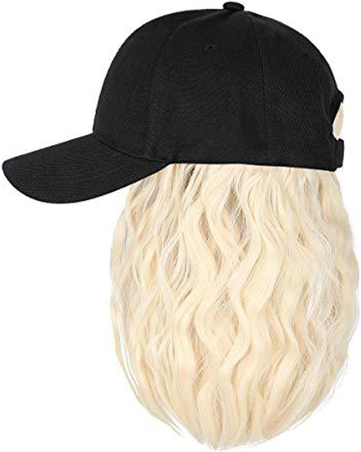 YEKEYI Hat Wig for Women, Short Wave Baseball Cap Wig with Curly Synthetic Hair Extensions