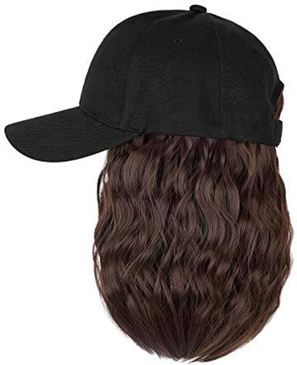 YEKEYI Hat Wig for Women, Short Wave Baseball Cap Wig with Curly Synthetic Hair Extensions