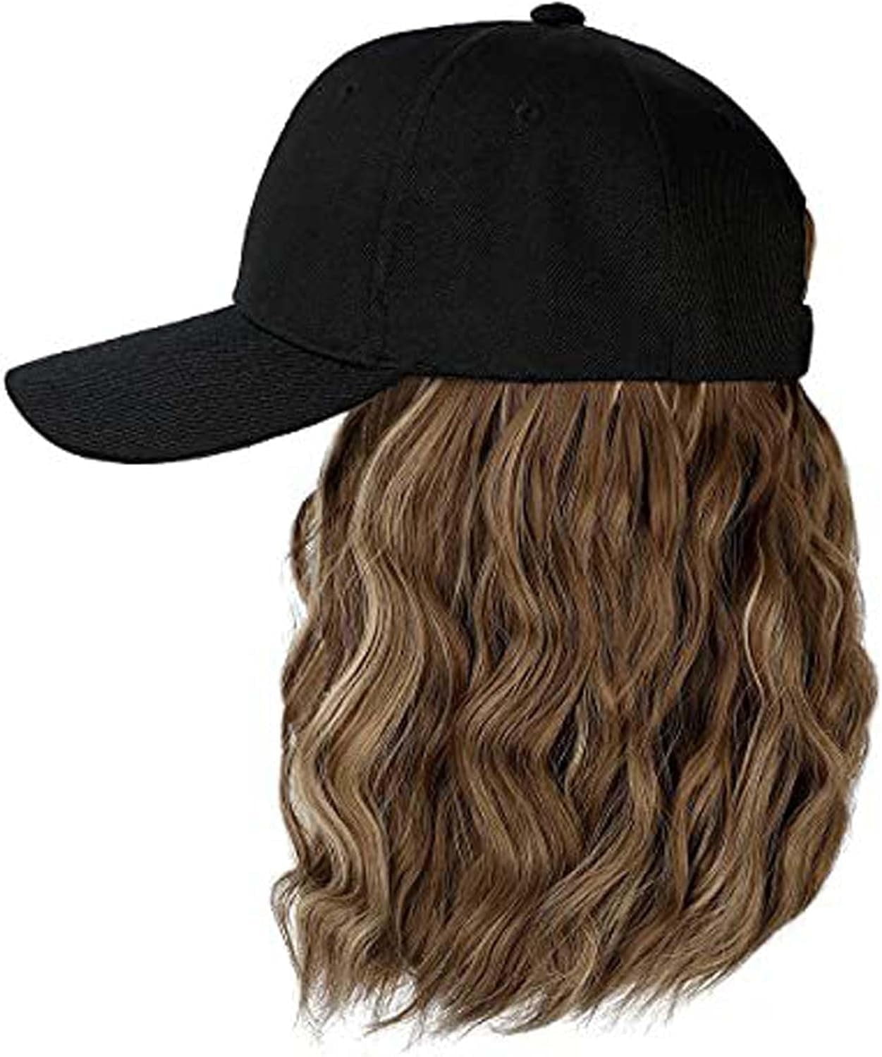 YEKEYI Hat Wig for Women, Short Wave Baseball Cap Wig with Curly Synthetic Hair Extensions