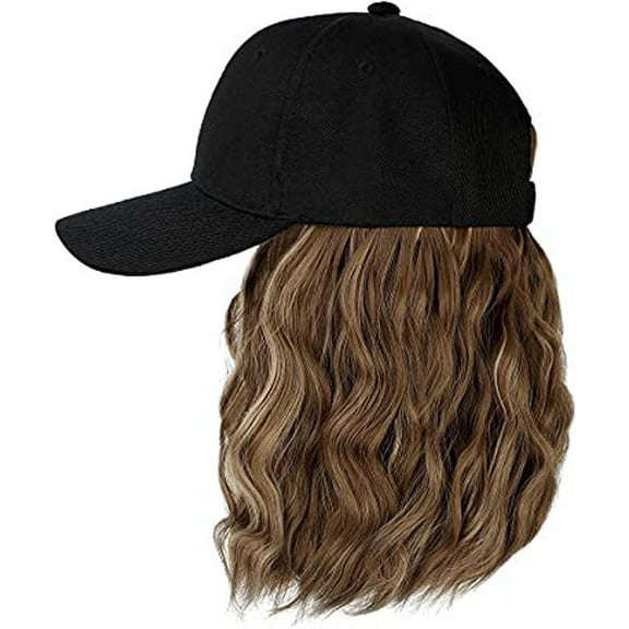 YEKEYI Hat Wig for Women, Short Wave Baseball Cap Wig with Curly Synthetic Hair Extensions