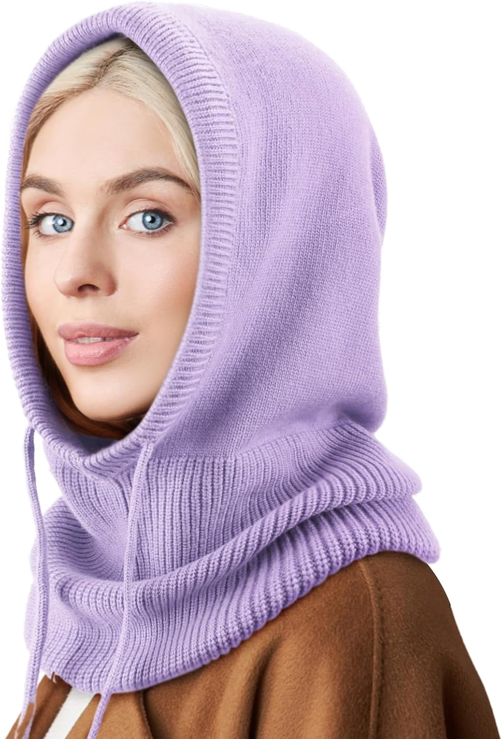 YEKEYI Hooded Scarf Hat Knit Balaclava Women Beanie Skull  display picture 1