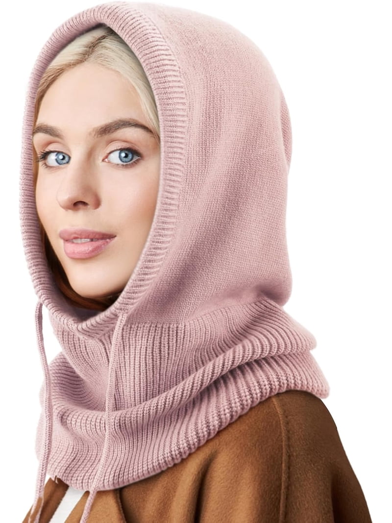 YEKEYI Hooded Scarf Hat Knit Balaclava Women Beanie Skull 