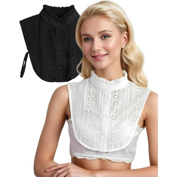 YEKEYI Jacquard Pure Cotton Fake Collar Comfortable and Breathable Hollow Out Dickey Collar Collar for Women & Girls