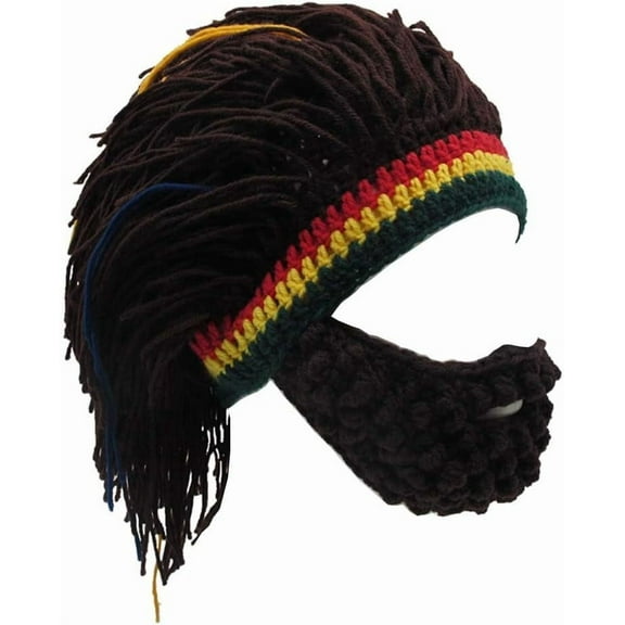 YEKEYI Kids Adult Beard Viking Knit Hat Barbarian Beanie Cap Handmade Knitted Funny Skull Cap