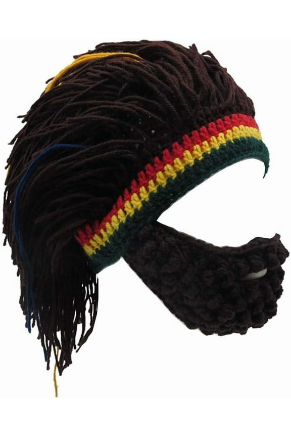 Kids Adult Beard Viking Knit Hat Barbarian Beanie Cap Handmade Knitted Funny Skull Cap