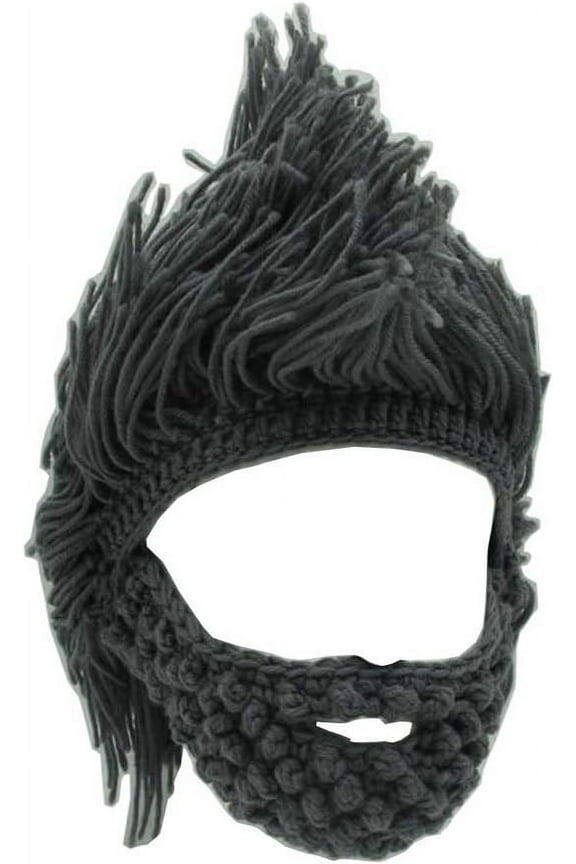Kids Adult Beard Viking Knit Hat Barbarian Beanie Cap Handmade Knitted Funny Skull Cap