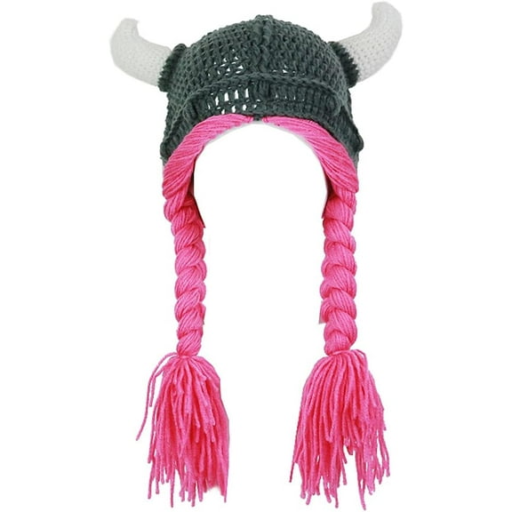 YEKEYI Kids Winter Earflap Hood Viking Knit Hat - Funny Beanie Cap for Boys and Girls