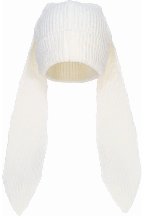 Knit Beanie Hats Cute Bunny Long Ears Funny Hat Fluffy Winter Cap Warm Knit Rabbit Crochet Skull Cap Outdoor Slouchy Hat