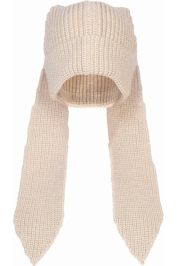 Knit Beanie Hats Cute Bunny Long Ears Funny Hat Fluffy Winter Cap Warm Knit Rabbit Crochet Skull Cap Outdoor Slouchy Hat