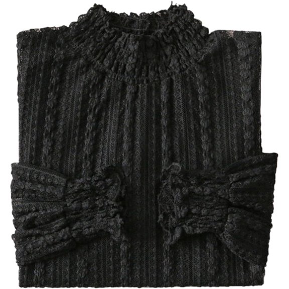 YEKEYI Lace Tops for Women Long Sleeve Mock Neck Sheer Blouse See Through Floral Lace Tops