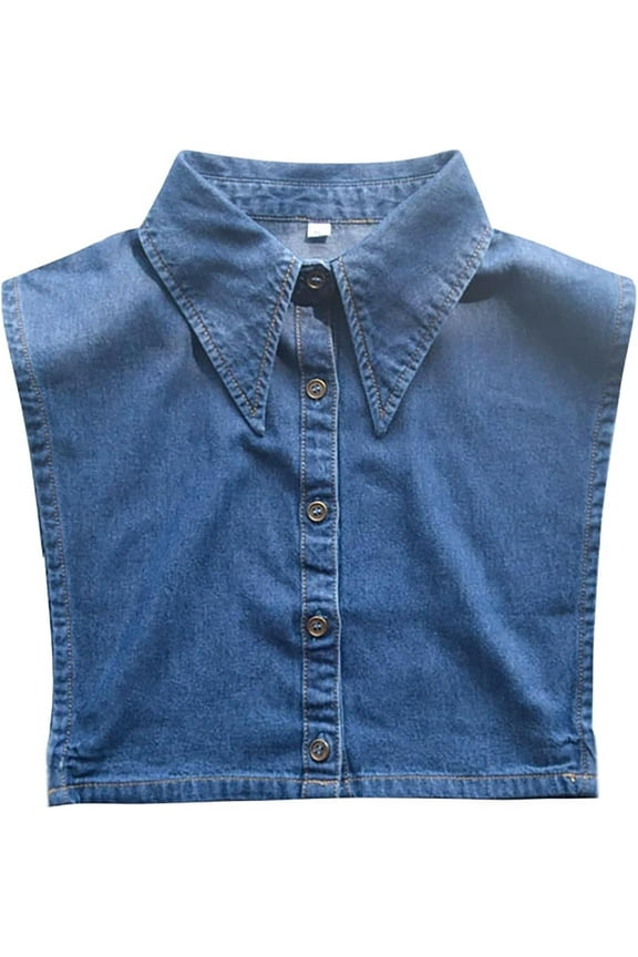 Large Pointed Collar Denim Fake Collar Detachable,Dickey Collars Blouse Top for Women Girls Decorative Favors